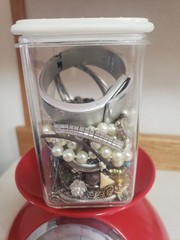 2 Ibs Mystery Jewelry Rings Vintage Modern Lot Bracelets Etc Silver Tone