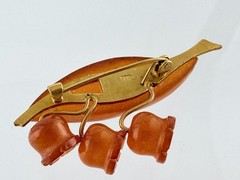 Vintage Russian Amber Factory Lily Of The Valley Amber Pin Brooch DAMAGED