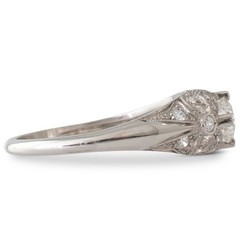 Art Deco Vintage 0.80 Ct Round Moissanite Filigree Ring Antique Milgrain Bridal