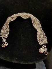 Alfani Designer Rhinestone Mesh Twist Chain Bracelet Silvertone