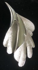 Vintage Signed FRANCOIS Silver tone Floriform Dimensional LEAF PIN/Brooch,FJT