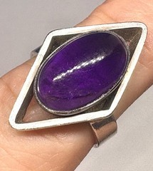 Y47 Modernist 1970s Purple 5 Ct Amethyst 935 Silver Ring Size 6.75 – 7.0 – 925