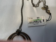 Cookie Lee Antique Brass Circle Pendant, Vintage With Tags