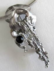 2.44 INCHES STUDIO STERLING BRUTALIST BROOCH w STONES