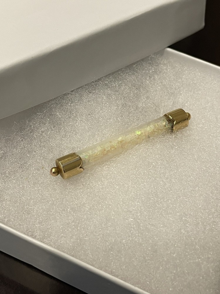 Rare Antique Victorian 15k Yellow Gold Crushed Opal Miners Brooch Pin