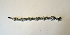 Vintage Trifari Clear Rhinestone & Silver Toned Metal Bracelet, floral leaf, 7″