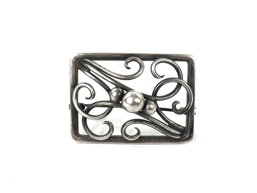 Denmark E&M Eiler & Marloe Scroll Orb 11.3 gr Sterling Silver Pin Brooch 1.5″