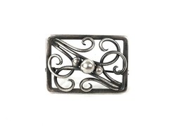 Denmark E&M Eiler & Marloe Scroll Orb 11.3 gr Sterling Silver Pin Brooch 1.5″