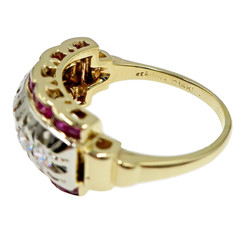 Vintage 14k Solid White and Yellow Gold Natural Ruby and Diamond Band Ring Sz 7