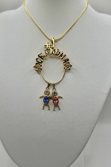 Vintage Goldtone GRANDMA Charm Holder 2 Children Charms Pendant Necklace