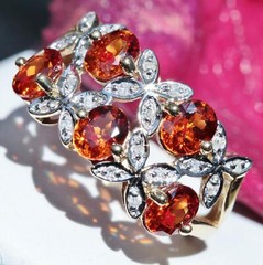 10k yellow gold flower ring 2.50ct Imperial topaz diamond size 7 vintage 3.5gr