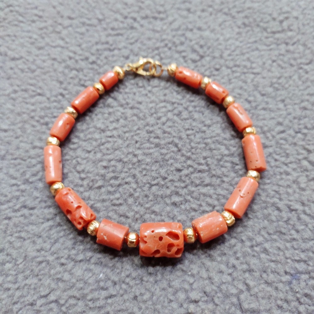 Italy Coral Bracelet 100% Natural Coral Handmade Bracelet Coral Gemstone Jewelry