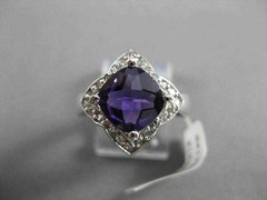 ESTATE LARGE 2.25CTW DIAMOND & AAA AMETHYST 14KT WHITE GOLD FLORAL STAR RING