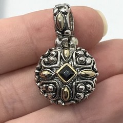 Vintage Renaissance Revival 2-Tone Black Onyx Cubic Zirconia Pendant
