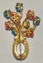 AUTHENTIC SWOBODA FLOWER VASE BROOCH ~ LACE AGATE, HOWLITE, PEARL ~ GORGEOUS!