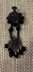 Miriam Haskell Signed Set Rare Flower Black Glass Rhinestone Necklace & Earrings