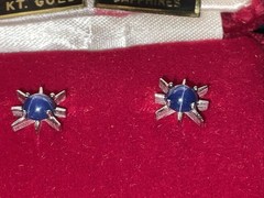 VINTAGE KAREN LYNNE 14KT GOLD LINDE STAR SAPPHIRES EARRINGS, NECKLACE SET