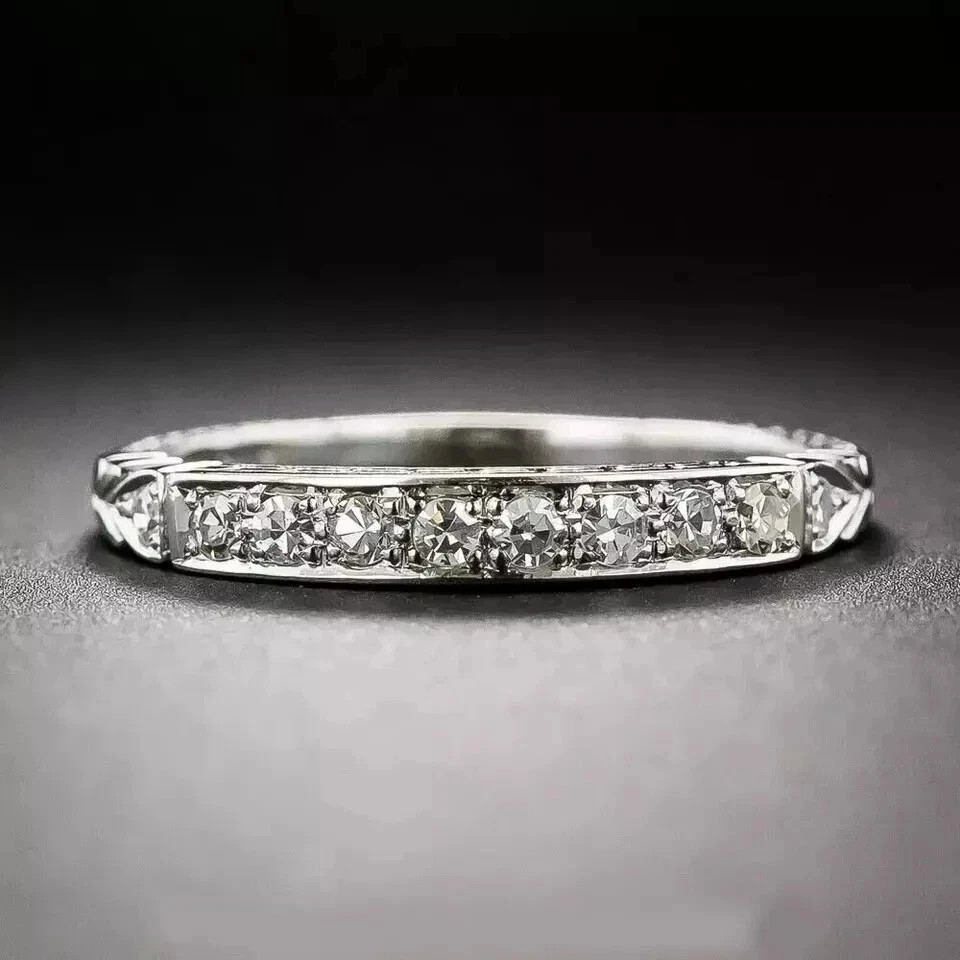 Vintage Style 2 Ct LabCreated Diamond Art Deco Wedding Band Ring 14K Gold Finish