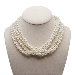 Classic Faux Pearl Long Opera Length Knotted Off White Luminous Necklace 72 inch
