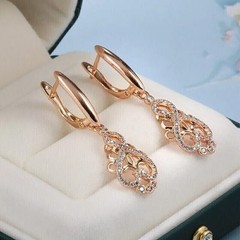 Art Deco Vintage Lab Created Diamond Party Wear New Earring 14K Rose Gold Finish