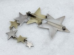 Large Vintage Taxco Mixed Metal Shooting Star COMET Brooch Sterling Silver Brass