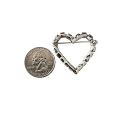Icy Blue, Purple Rhinestone Open Heart Brooch Pin J195