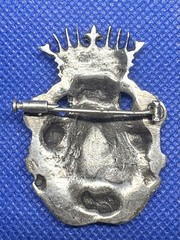 1890s Antique 50x40mm 800 Silver Crown Brooch Turquoise 22g Germany
