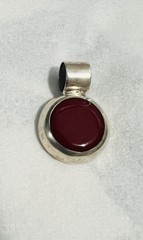 Red Gemstone Pendant From Mexico 925 Silver 3/4 Inches Long 1/2 Inch Wide ￼￼