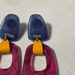 Colorful Acrylic Statement Drop Earrings Multicolored Geometric Shapes