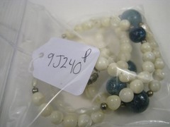 Long Vintage Mother of Pearl Shell Bead Necklace Single Strand Alternating 30 in