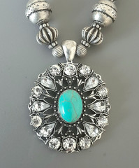 Vintage Nordstrom Statement Necklace – Turquoise Blue Color – Howlite Rhinestone