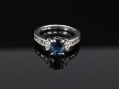 Fine 1.97ct GIA Certified Blue Sapphire & 0.50ct Diamond Platinum Ring Size 6.5