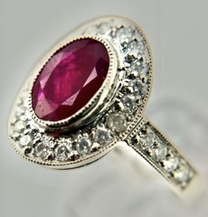 Estate Platinum 1.35 Cttw DIAMOND & RUBY Ring,Sz 6.25, 5.3g approximately
