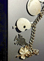 Vintage Sterling Silver Charm Bracelet 6 Charms Wells, and M&M