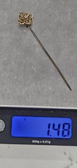 Antique Victorian Tested 10k Gold & Real Diamond Triple Heart Hat Pin Read Read