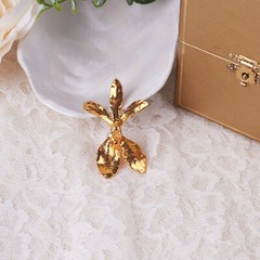 Vintage Genuine Gold Dipped Orchid Flower 45 mm Pendant in Orig Display Box