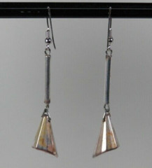 Chic Rustic Silvertone 3″ Long Earrings New French Ear Wires Antiqued Rod & Cone