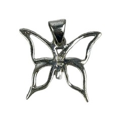 925 Sterling Silver Vintage Shiny Open Butterfly Motif Drop Pendant -3/4″ 1.26g