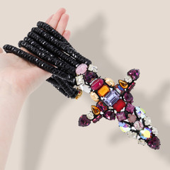 Hanna Bernhard, Haute Couture, Decorative Cross Necklace in Purple/Black