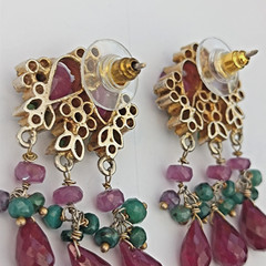 Vintage Boho Luxe Chandelier Earrings Maximalist Floral Ruby Rococo Style Opera