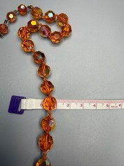 HATTIE CARNEGIE Signed Orange AB UV GLOW Glass Bead Necklace VTG 17.75” 41g HTF