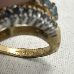 Vintage 18K HGE Gold Plated Blue Baguette & Blue Crystals Ring varied sizes