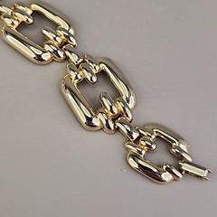 Vintage Chain Bracelet 21mm Glossy Gold Tone 7.25″
