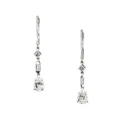 Art Deco Style Pear Lab Created Diamond 14K White Gold FN Drop/Dangle Earrings