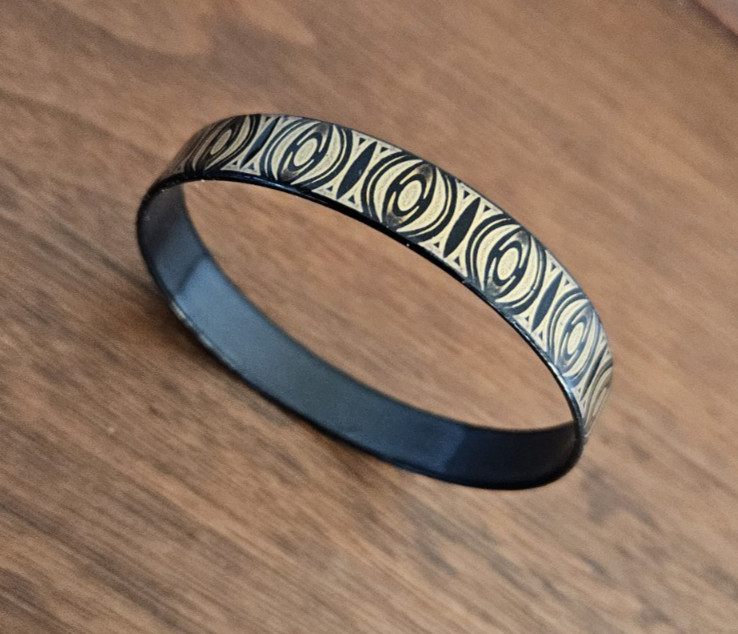 MCM STEINBOCK Austria Bangle Bracelet 24k Gold Overlay Black enamel signed