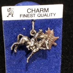 NEW Vintage Nickel Silver Charm Ft Macleod Alberta Mounty Horse Souvenir Maple