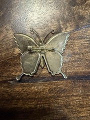 Set of 5 Vintage Gold Tone Multicolor Glitter Butterfly Pins Circa 1970s-1980s