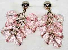 LOT-10 PAIR VINTAGE CLUSTER BEAD EARRINGS-CRYSTAL-RS-GLASS-LUCITE-CLIP & PIERCED