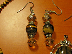 Vintage Tiger Eye Lot of Earrings Pendant Necklace Nice Small Jewelry Read Desc