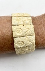 Hand Carved Expandable Panel Bracelet boho Vintage 12 Panels